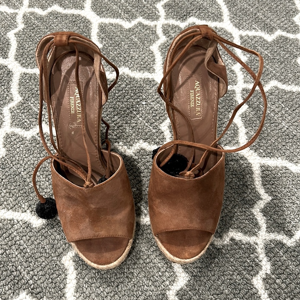 Aquazzurra brown suede wedges